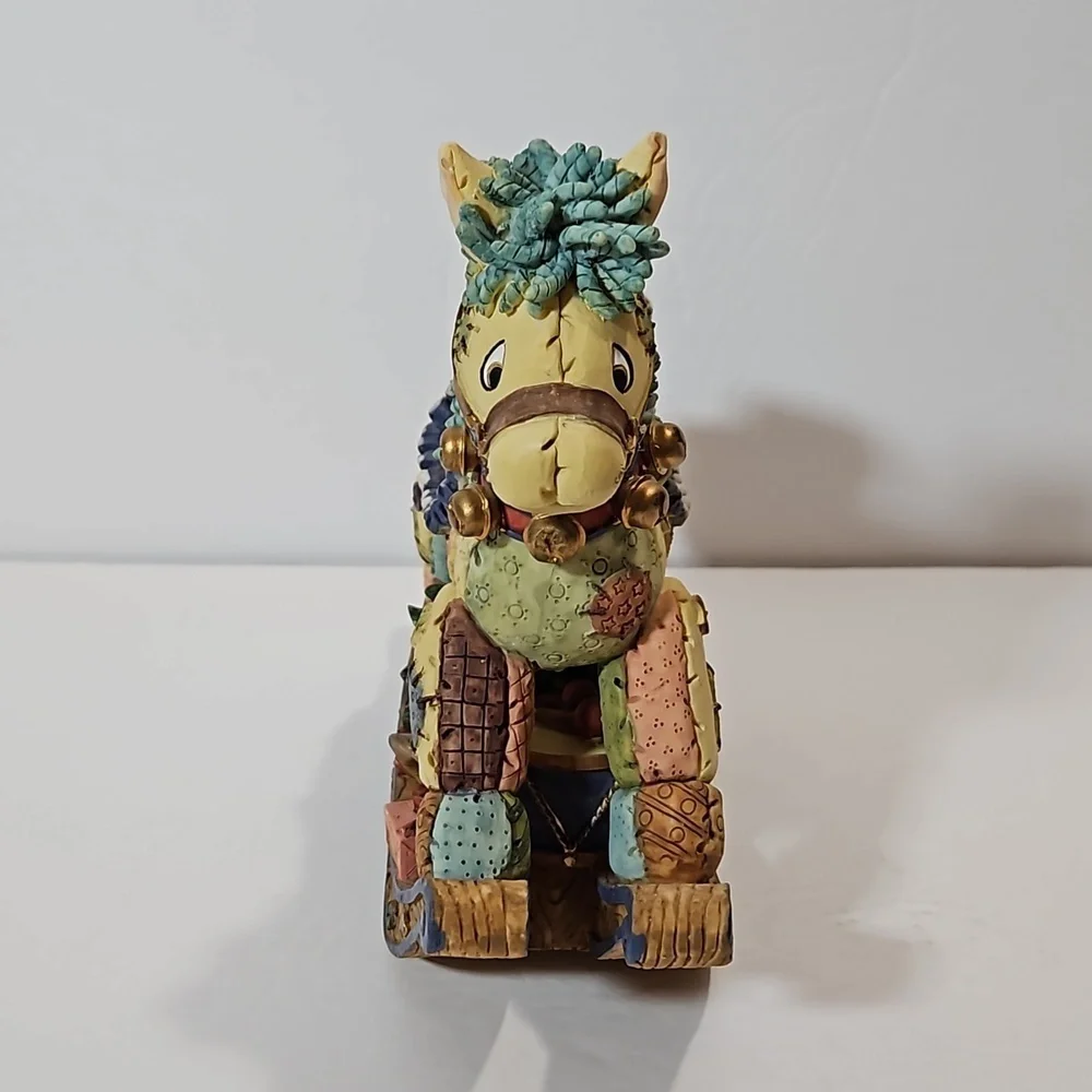 House of Lloyd VTG Christmas Around the World Patchwork Patch Pony Brown Blue - Picture 2 of 9